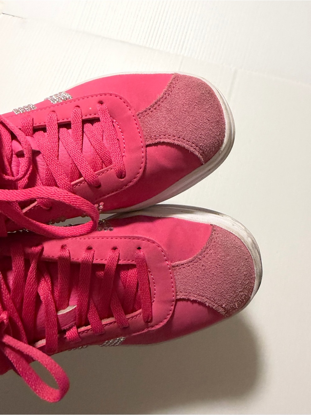 adidas VL Court Bold J Women’s 5 Pink Rhinestone Platform Sneakers IH9496 - Picture 6 of 9